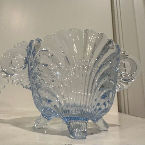 Vintage Blue Cambridge Glass Caprice Moonlight Blue Footed Sugar & Creamer 3” - Picture 3 of 11